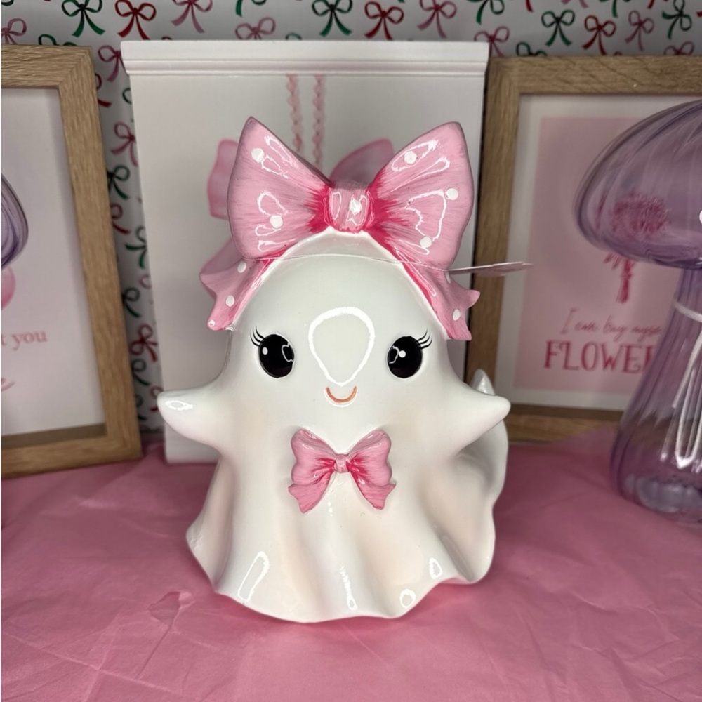 Halloween Pink Bow Coquette Girl Ghost